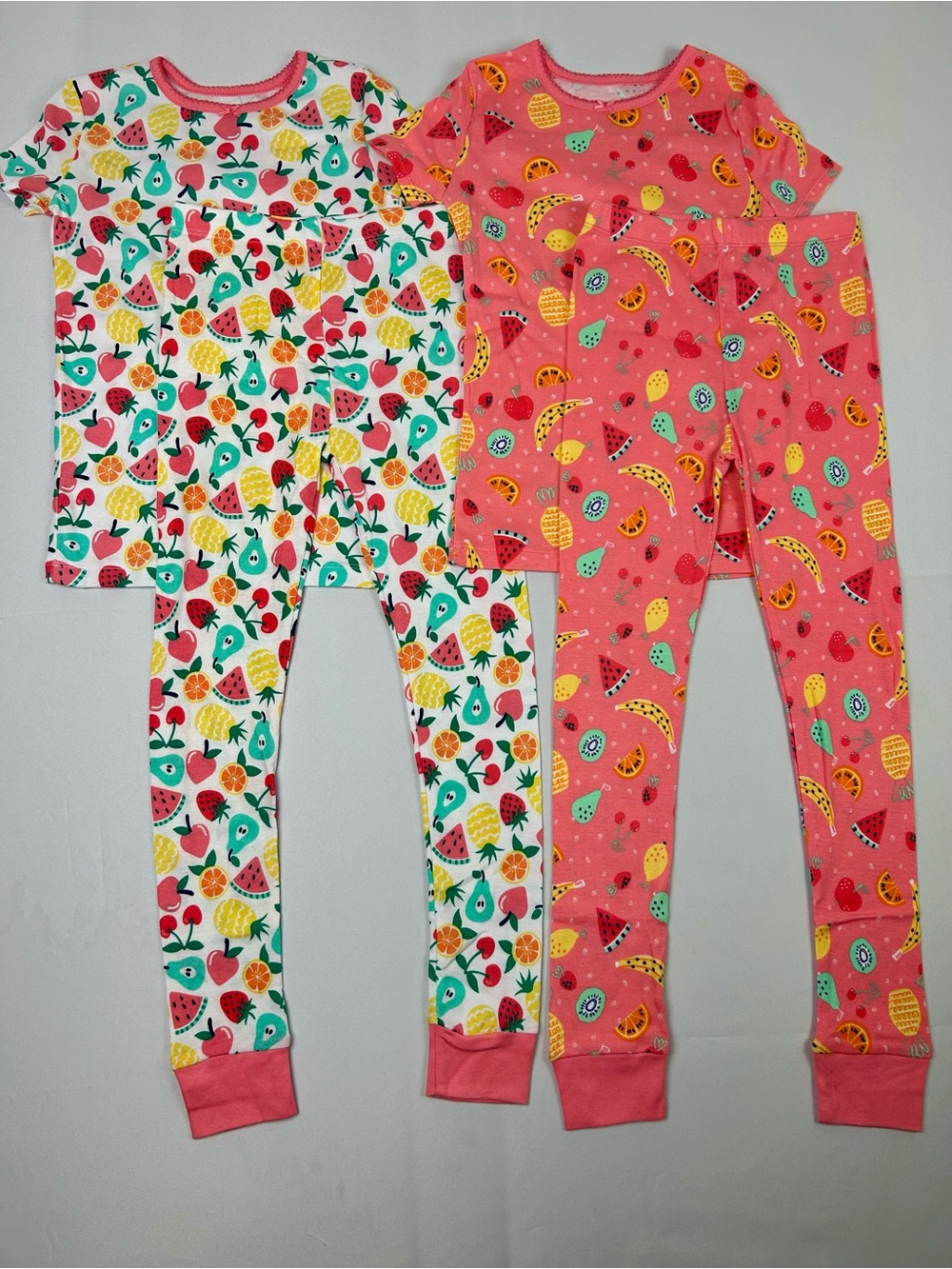 Kids Headquarters Pink & White Fruit-Print 2-Pack Pajama Sets